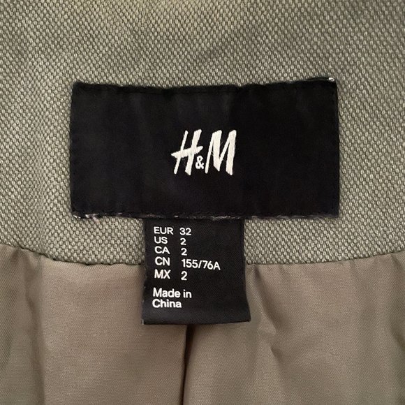 H&M Soft Olive Green Structured Blazer Sz 2 XS - Picture 7 of 8